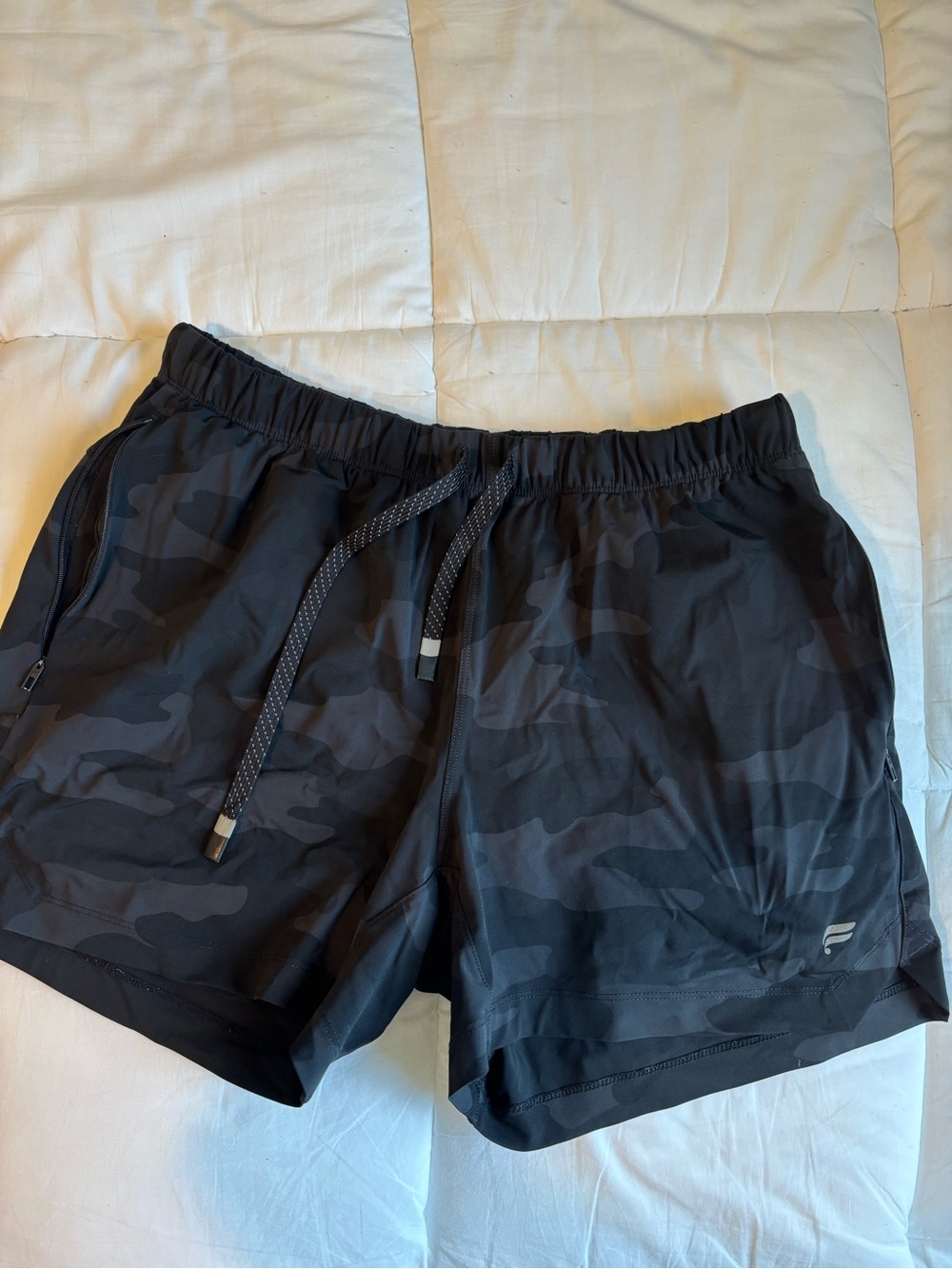 Fabletics Men’s Black Charcoal Camo Athletic Shorts